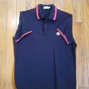 Moncler Dark Blue Polo with Red Trim
